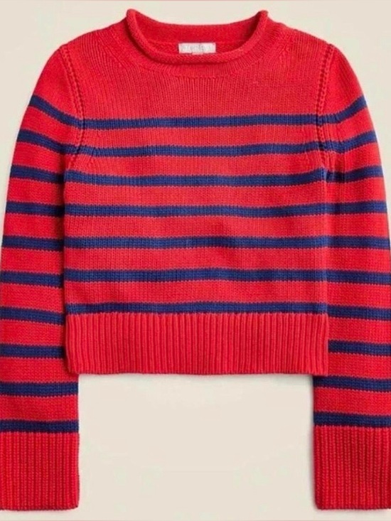J. Crew Sweaters - J. Crew Red with Navy Stripes Heritage Cotton Rollneck Sweater
